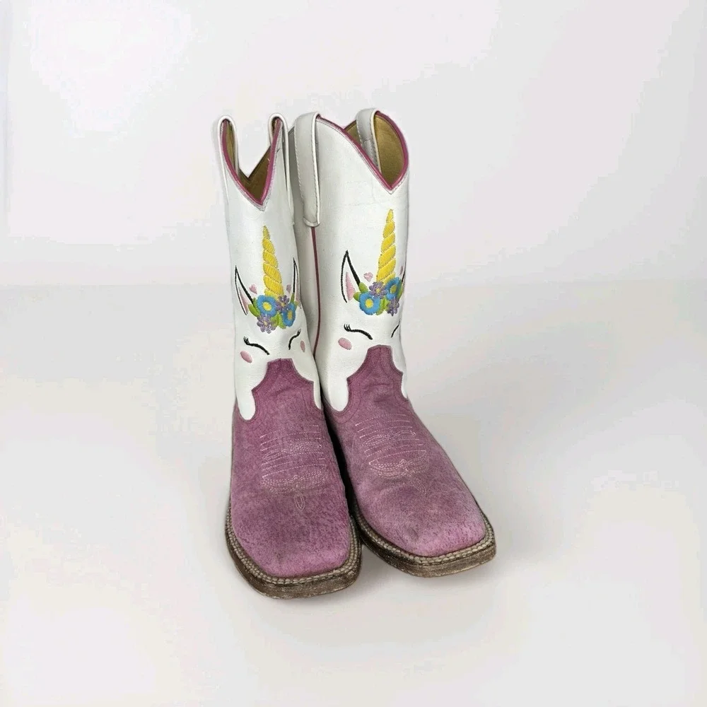Girls Macie Bean Pink Sinsation Boots Unicorn Embroidery MK9205 Sz‎ 5 Big Kid